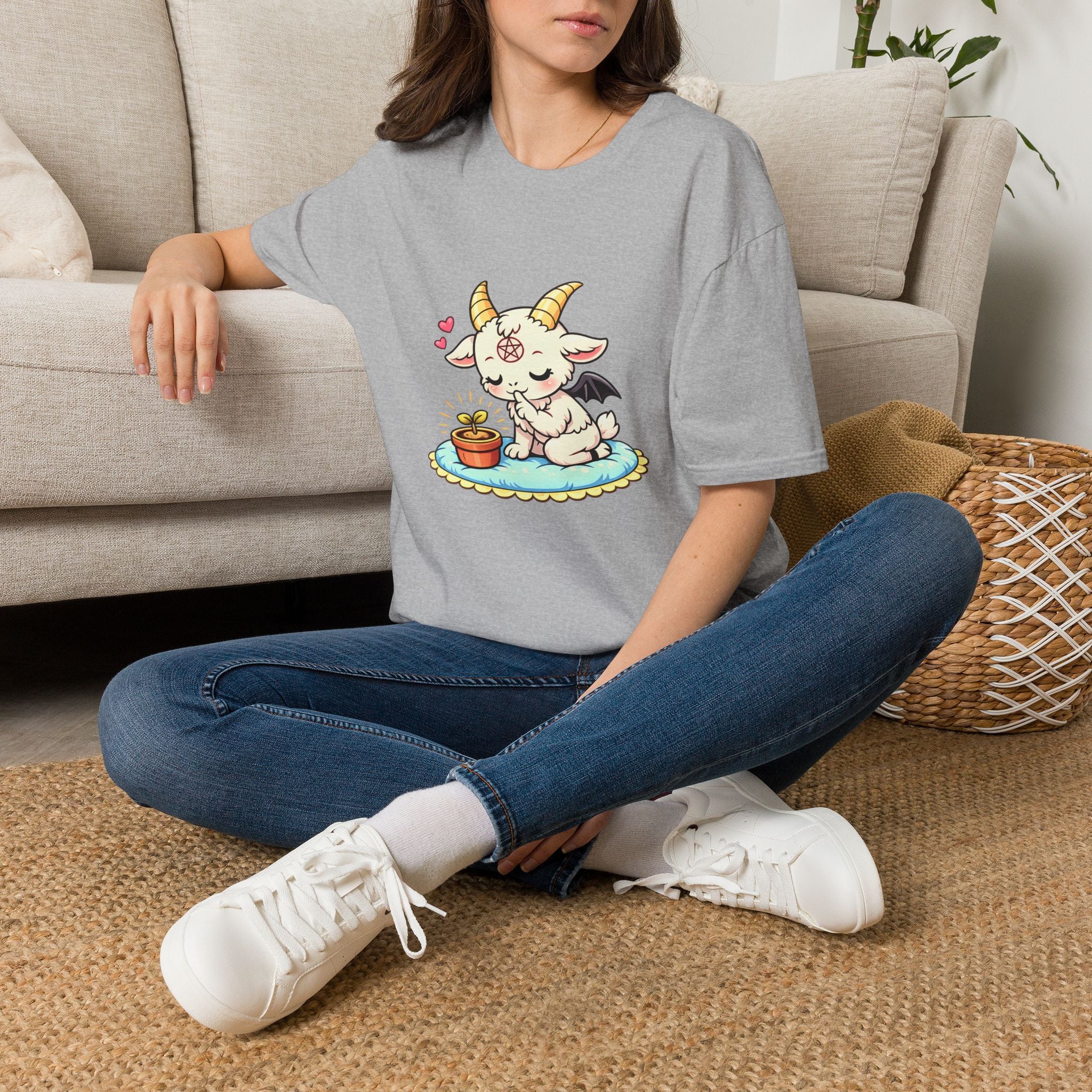 Cute Occult Baby Baphomet – Kawaii Little Bphomet Graphic Tee, Unisex Softstyle T-Shirt
