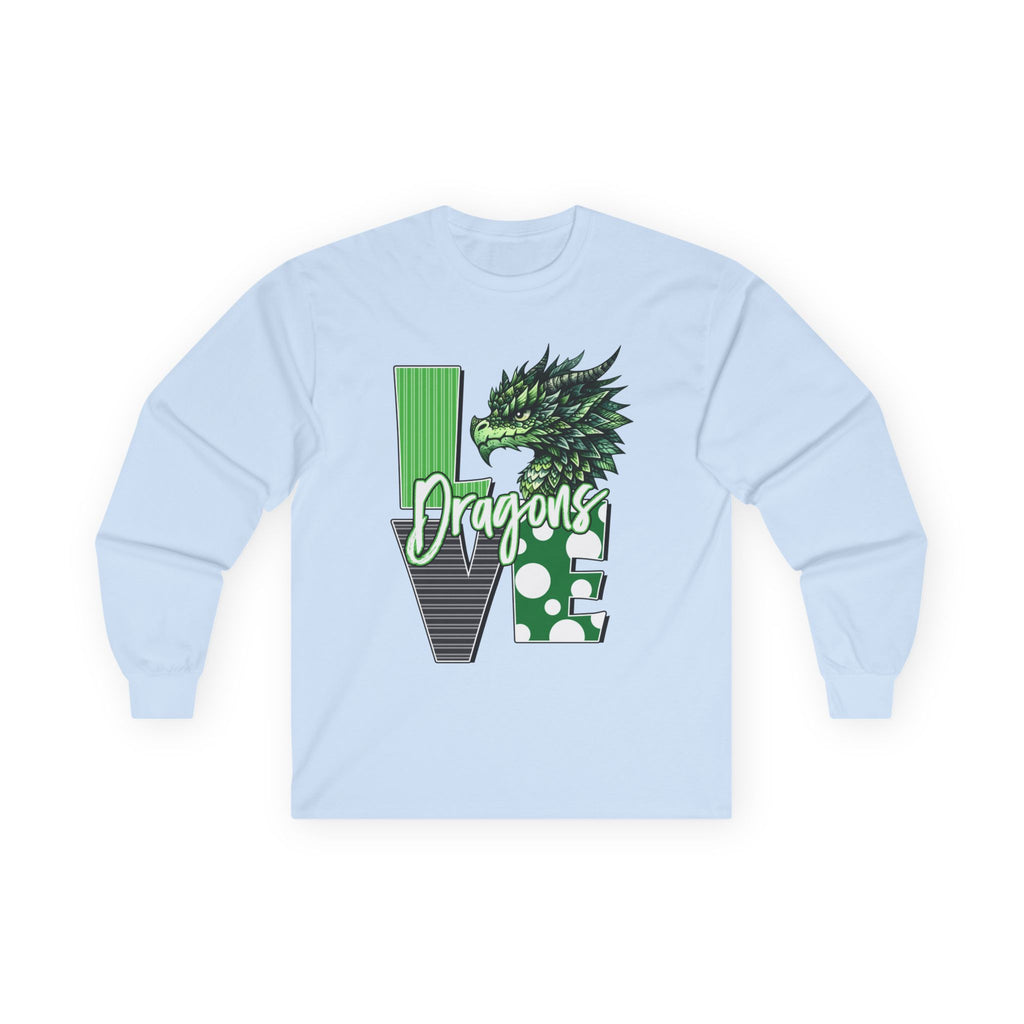 Dragon Love Long Sleeve Tee — Green Dragon Head 'Dragon' Graphic