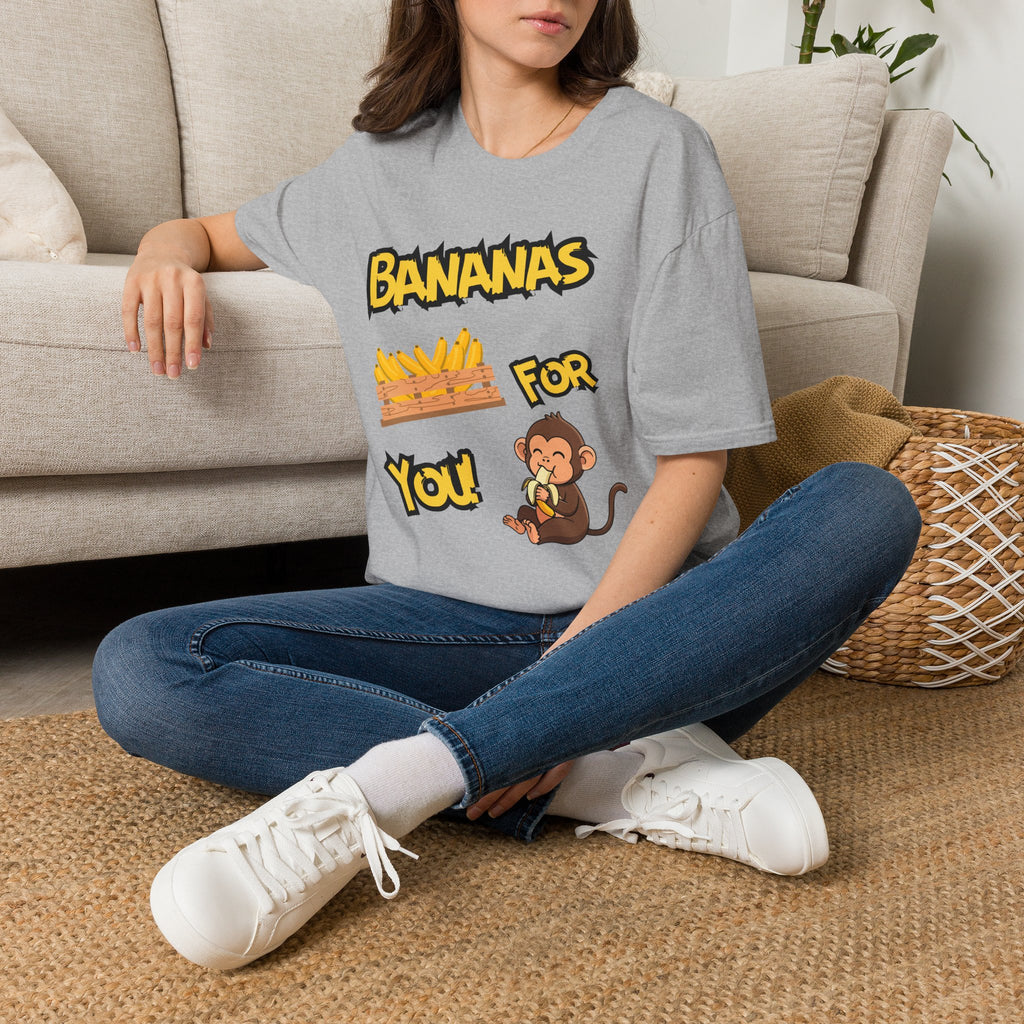 Bananas For You T-Shirt — Cute Monkey & Banana Crate Graphic Tee