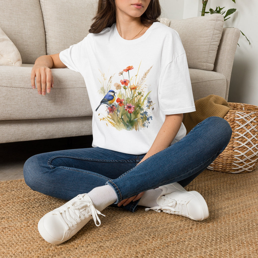 Wildflower Meadow & Butterflies Vintage Botanical T-Shirt, Unisex Softstyle T-Shirt