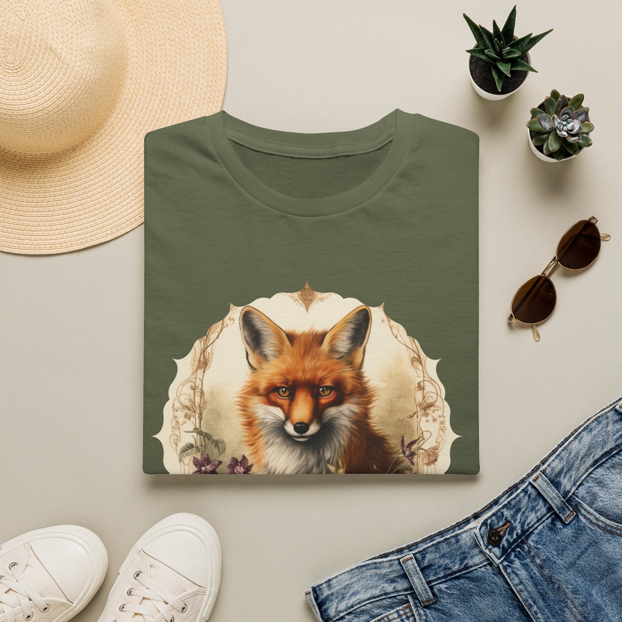 Fox Portrait T‑Shirt — Vintage Woodland Fox Graphic Tee