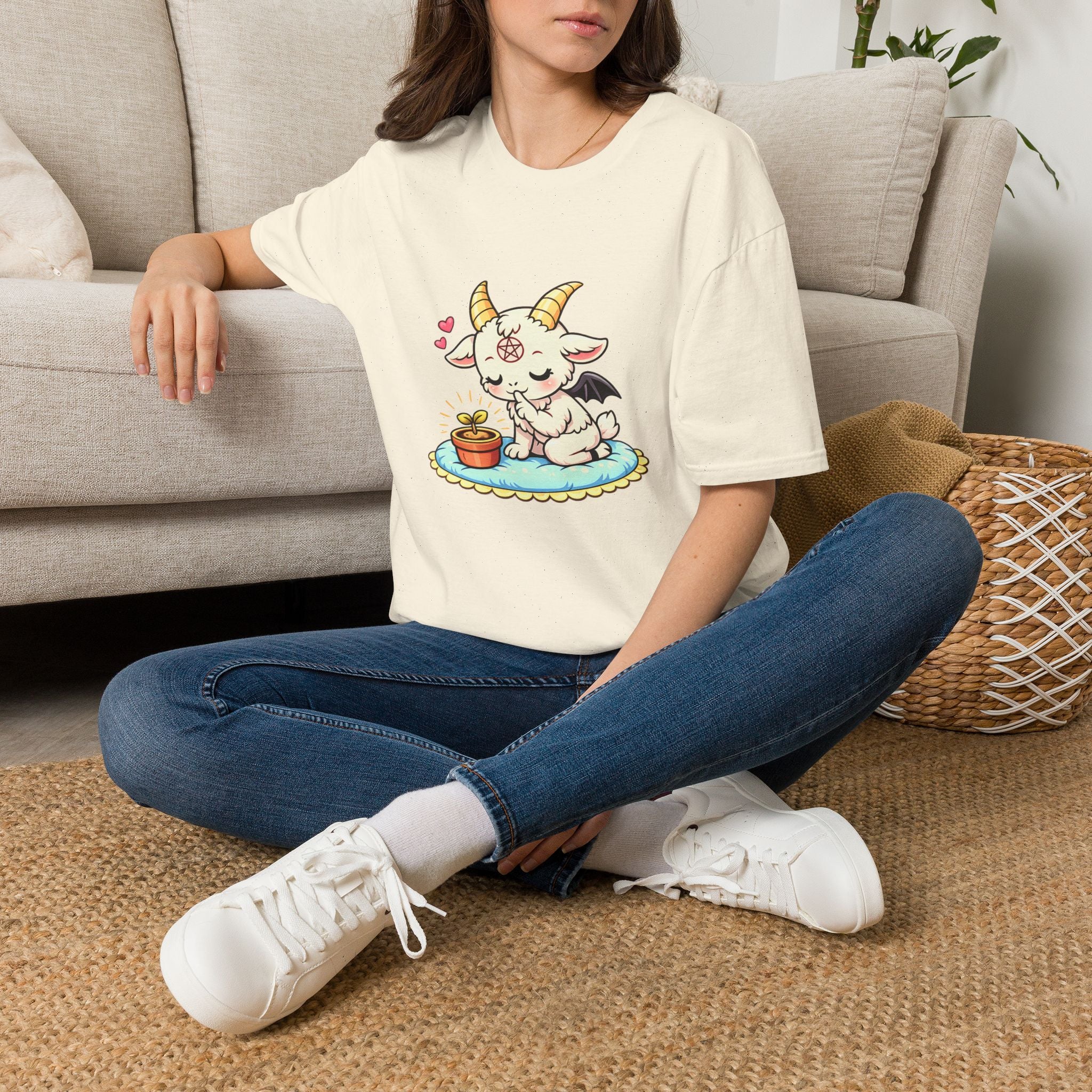 Cute Occult Baby Baphomet – Kawaii Little Bphomet Graphic Tee, Unisex Softstyle T-Shirt