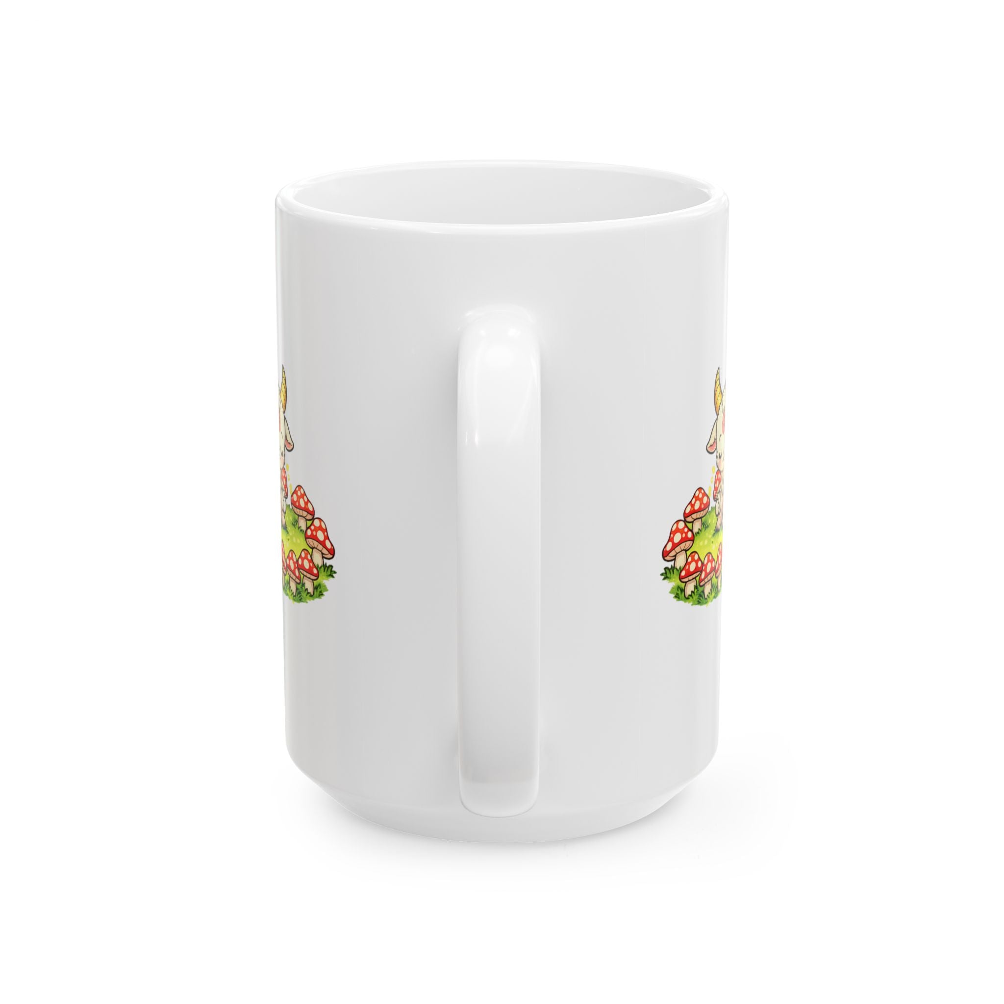 Cute Occult Baphomet Mug – Kawaii Dark Fantasy Mushroom Circle Design, Ceramic Mug, (11oz, 15oz)