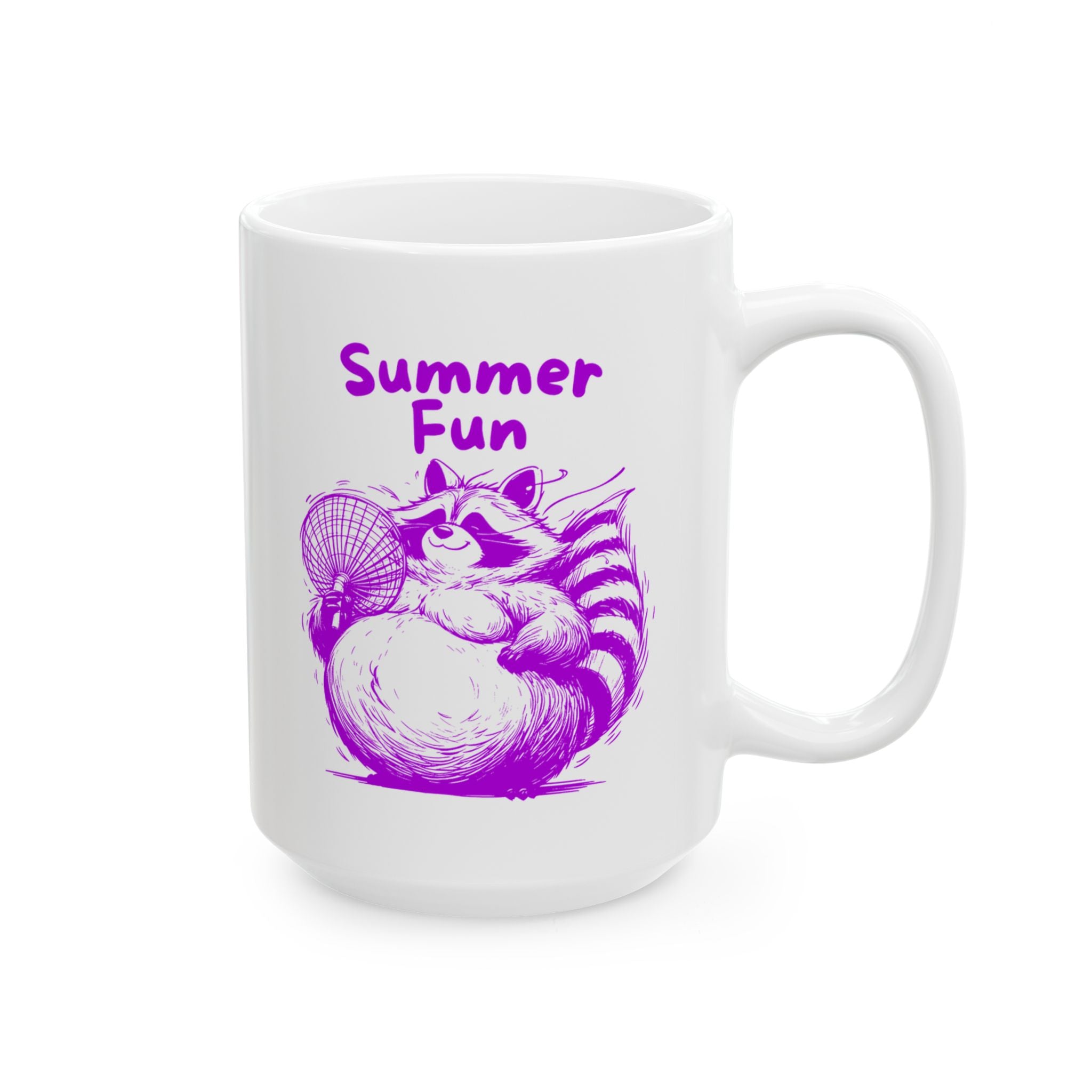 Cute Raccoon, Cartoon Animal Design,Ceramic Mug, (11oz, 15oz)