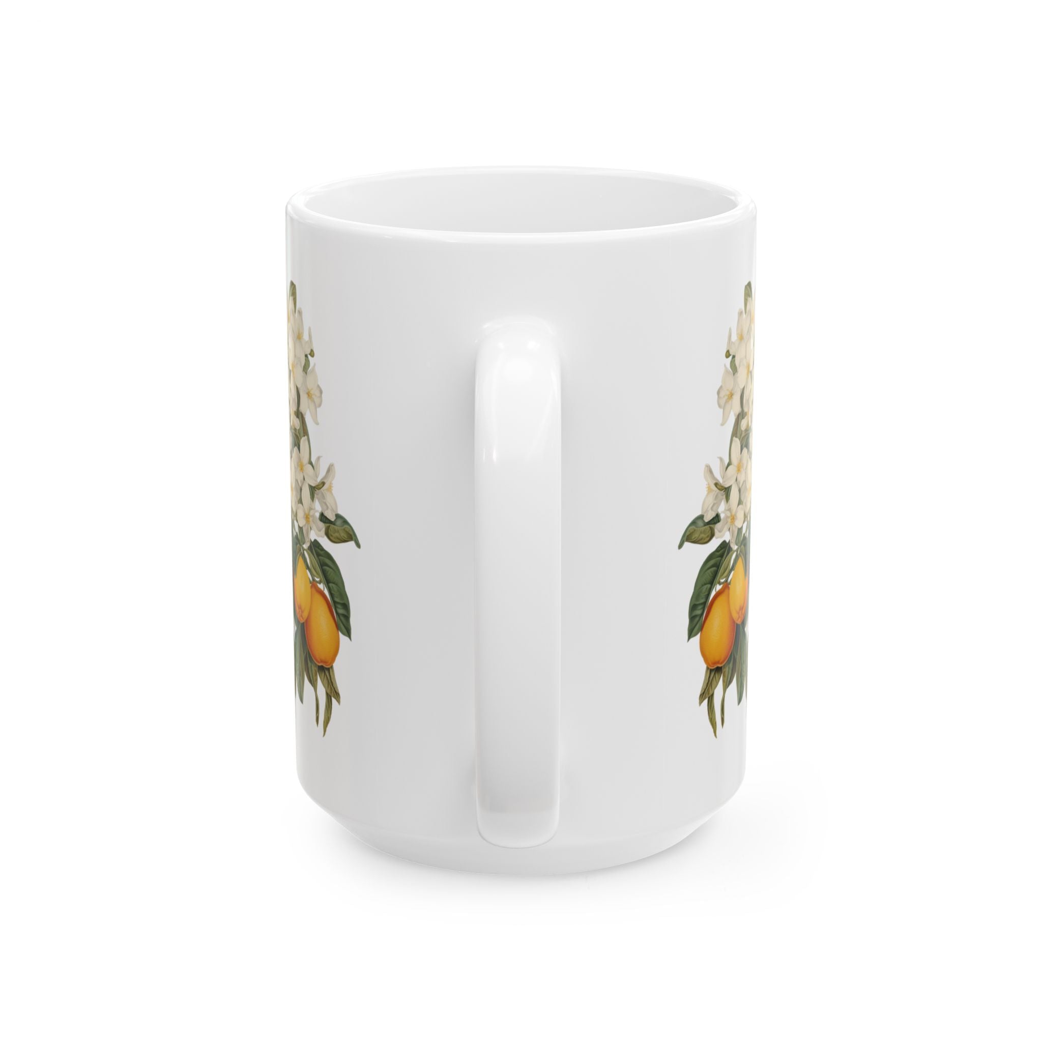 Citrus Blossom Ceramic Mug — Orange Floral Coffee Cup (11oz & 15oz)