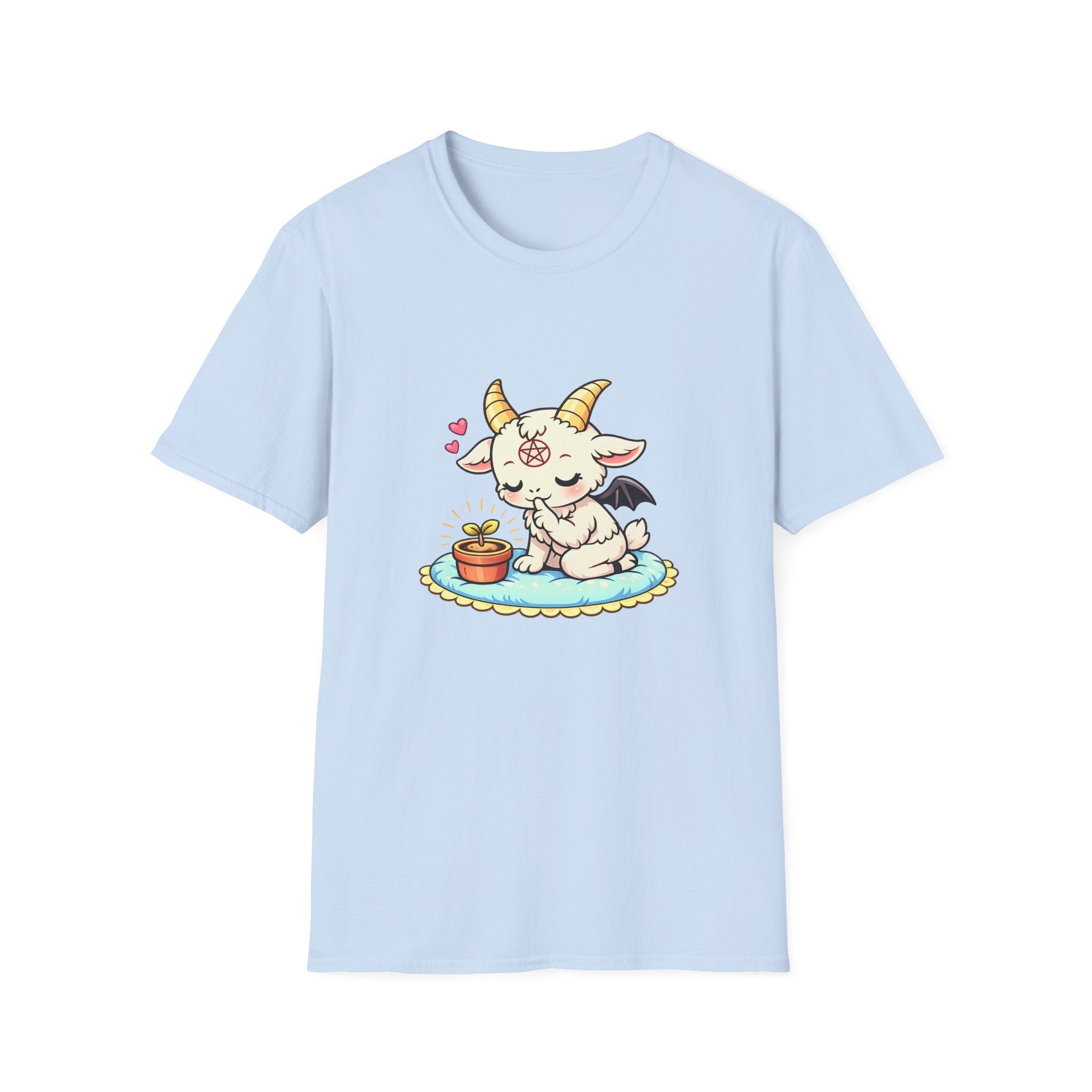 Cute Occult Baby Baphomet – Kawaii Little Bphomet Graphic Tee, Unisex Softstyle T-Shirt