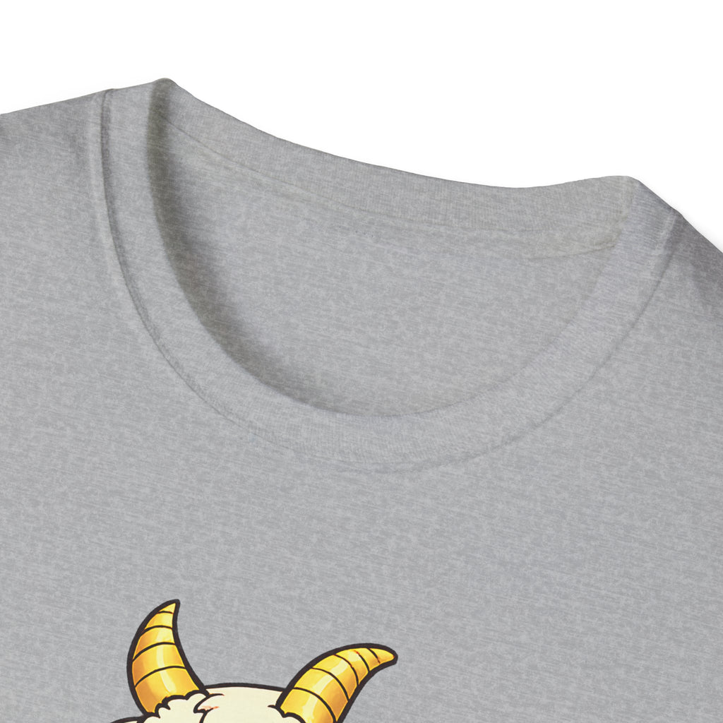 Cute Occult Baby Goat T-Shirt – Kawaii Dark Fantasy Mushroom Circle Design, Unisex Softstyle T-Shirt