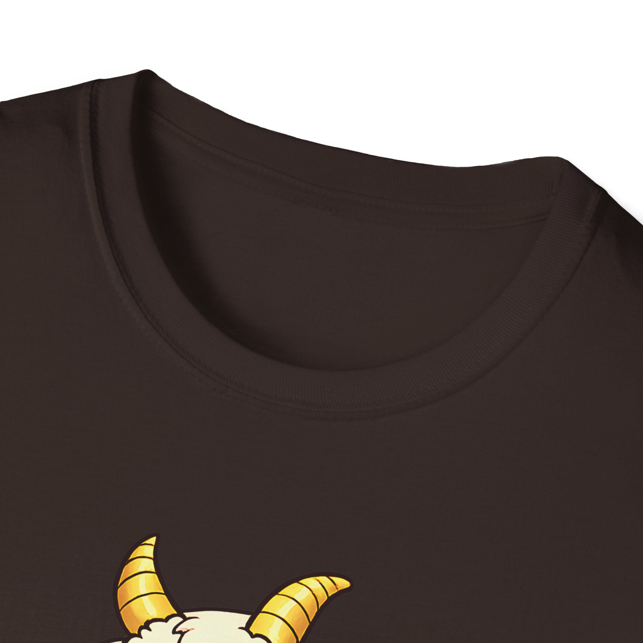 Cute Occult Baby Goat T-Shirt – Kawaii Dark Fantasy Mushroom Circle Design, Unisex Softstyle T-Shirt