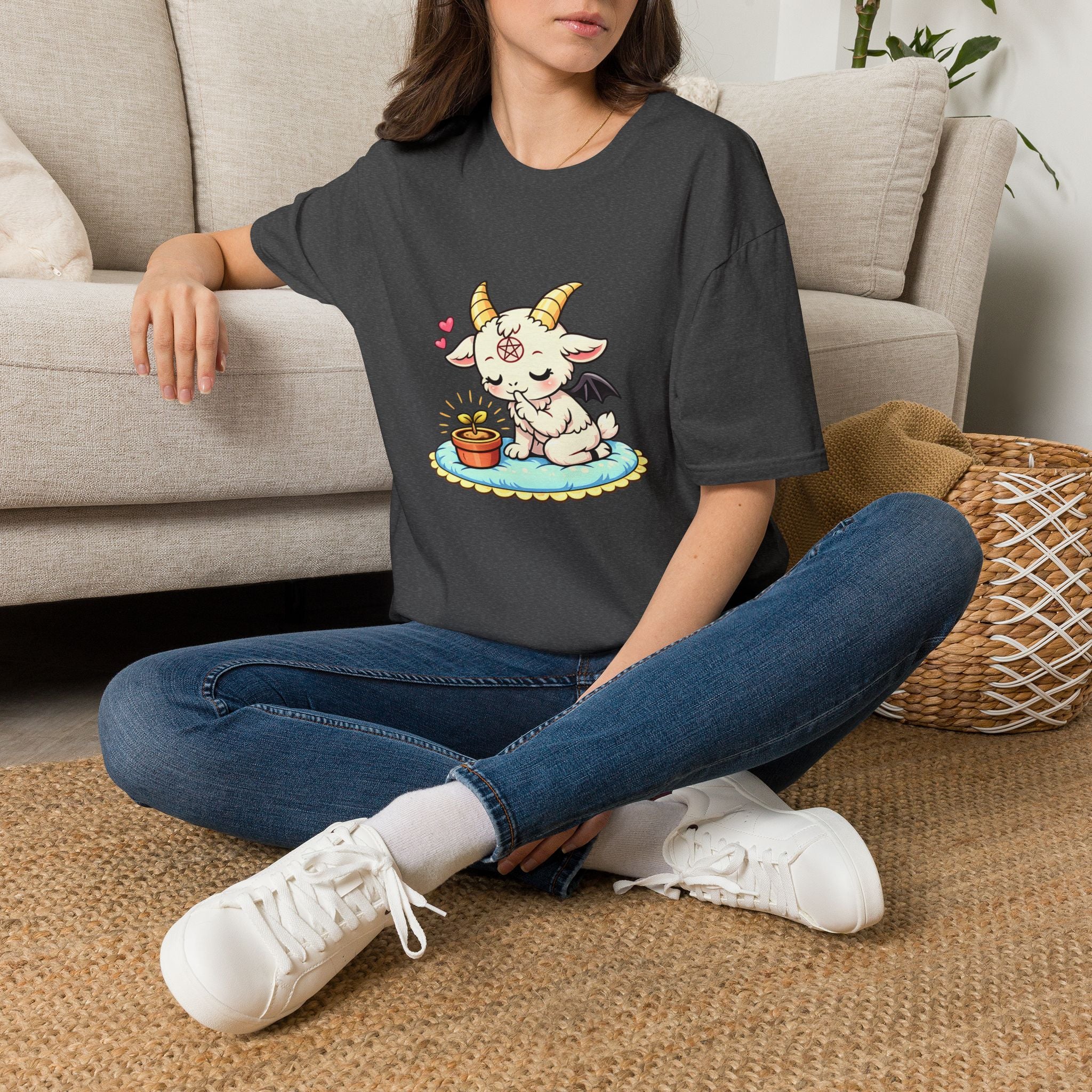 Cute Occult Baby Baphomet – Kawaii Little Bphomet Graphic Tee, Unisex Softstyle T-Shirt