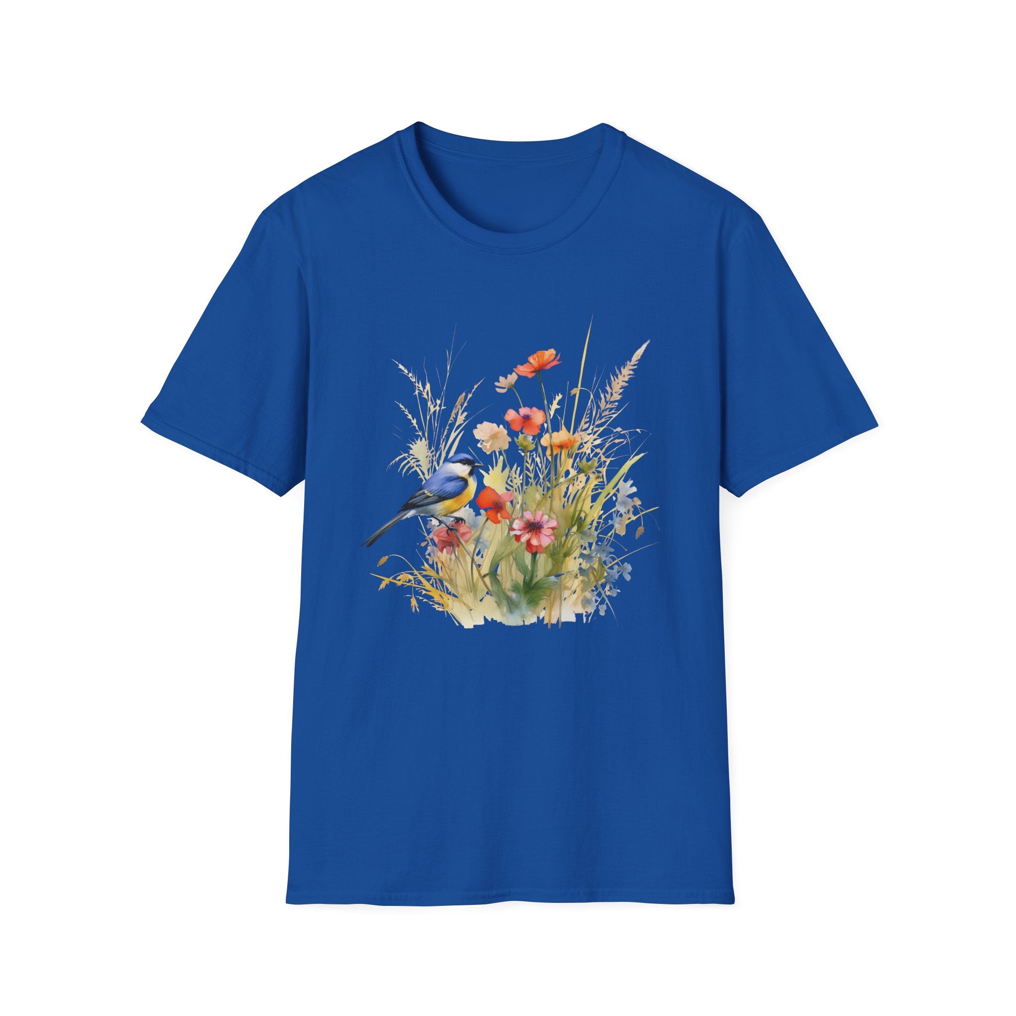 Wildflower Meadow & Butterflies Vintage Botanical T-Shirt, Unisex Softstyle T-Shirt