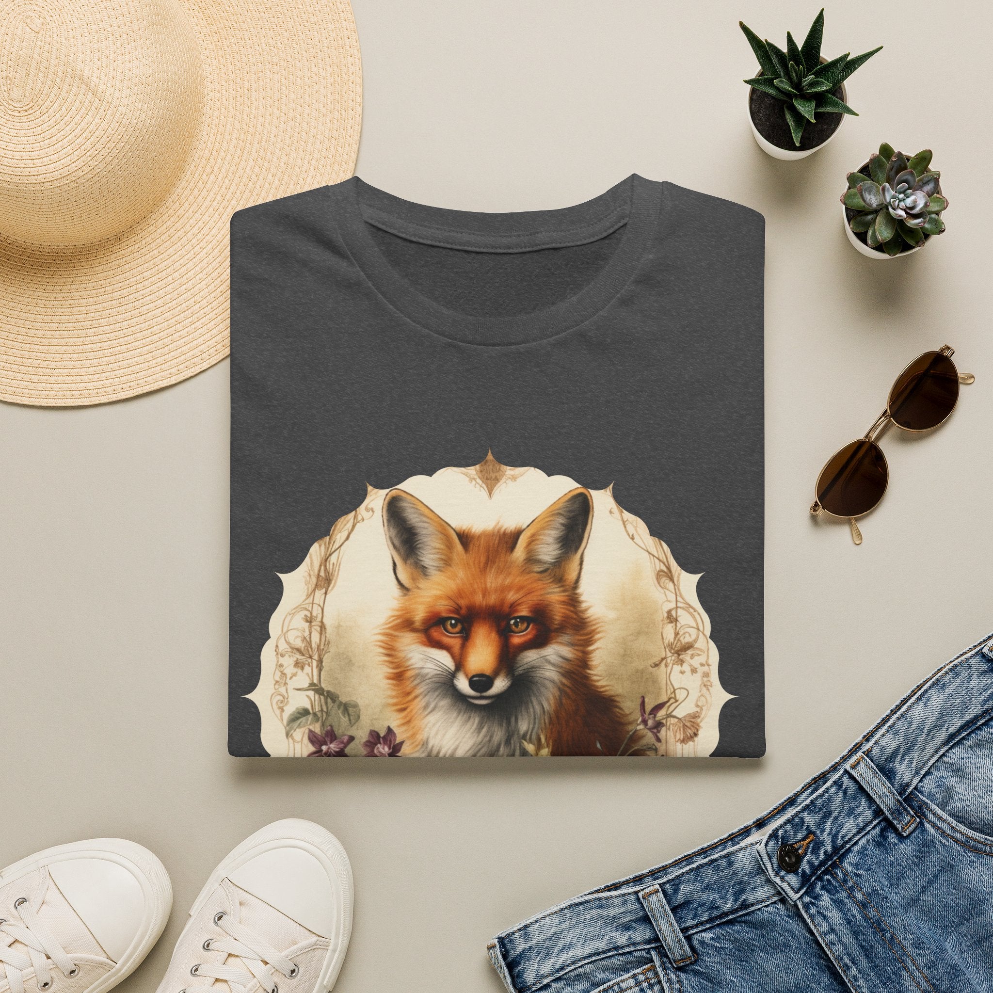 Fox Portrait T‑Shirt — Vintage Woodland Fox Graphic Tee