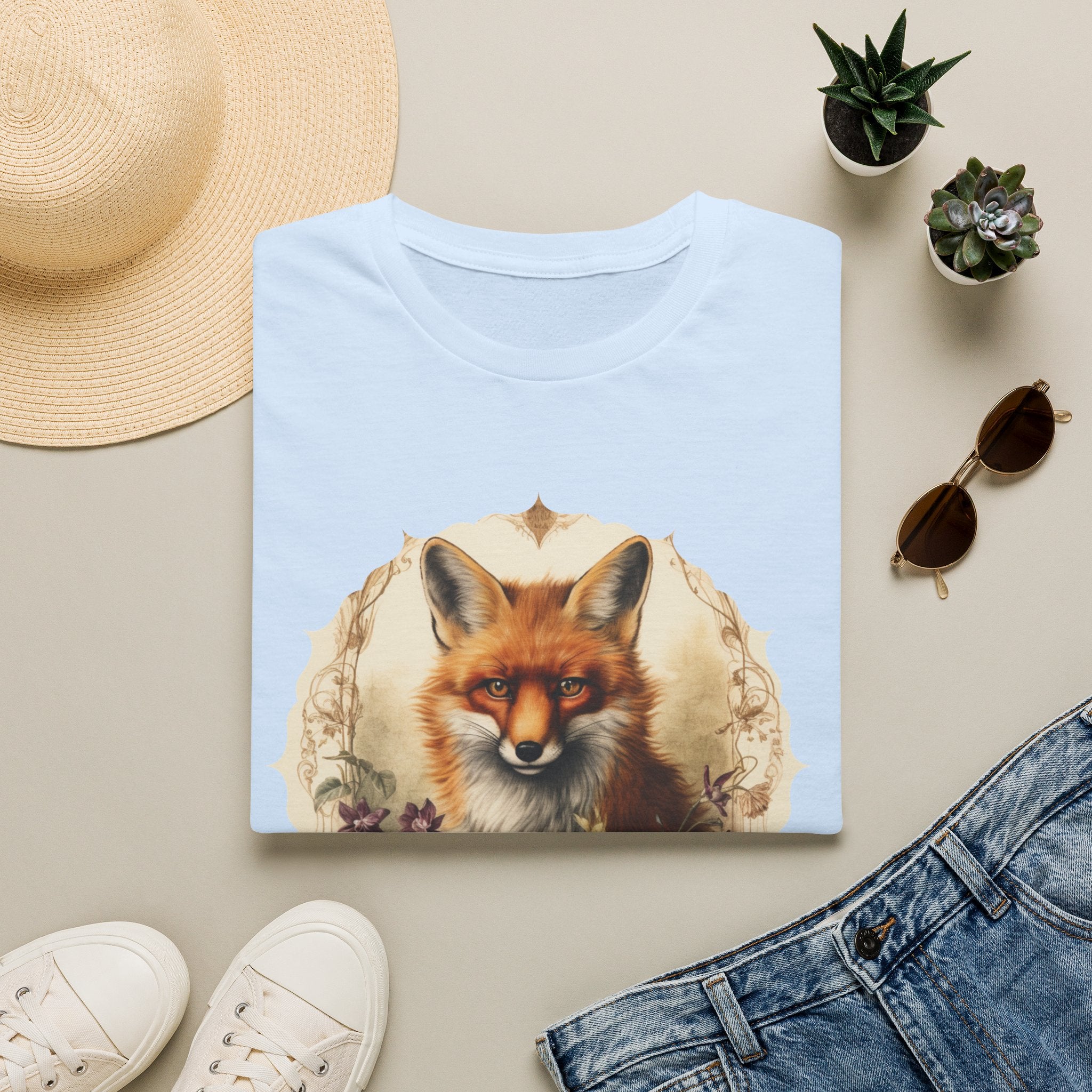 Fox Portrait T‑Shirt — Vintage Woodland Fox Graphic Tee