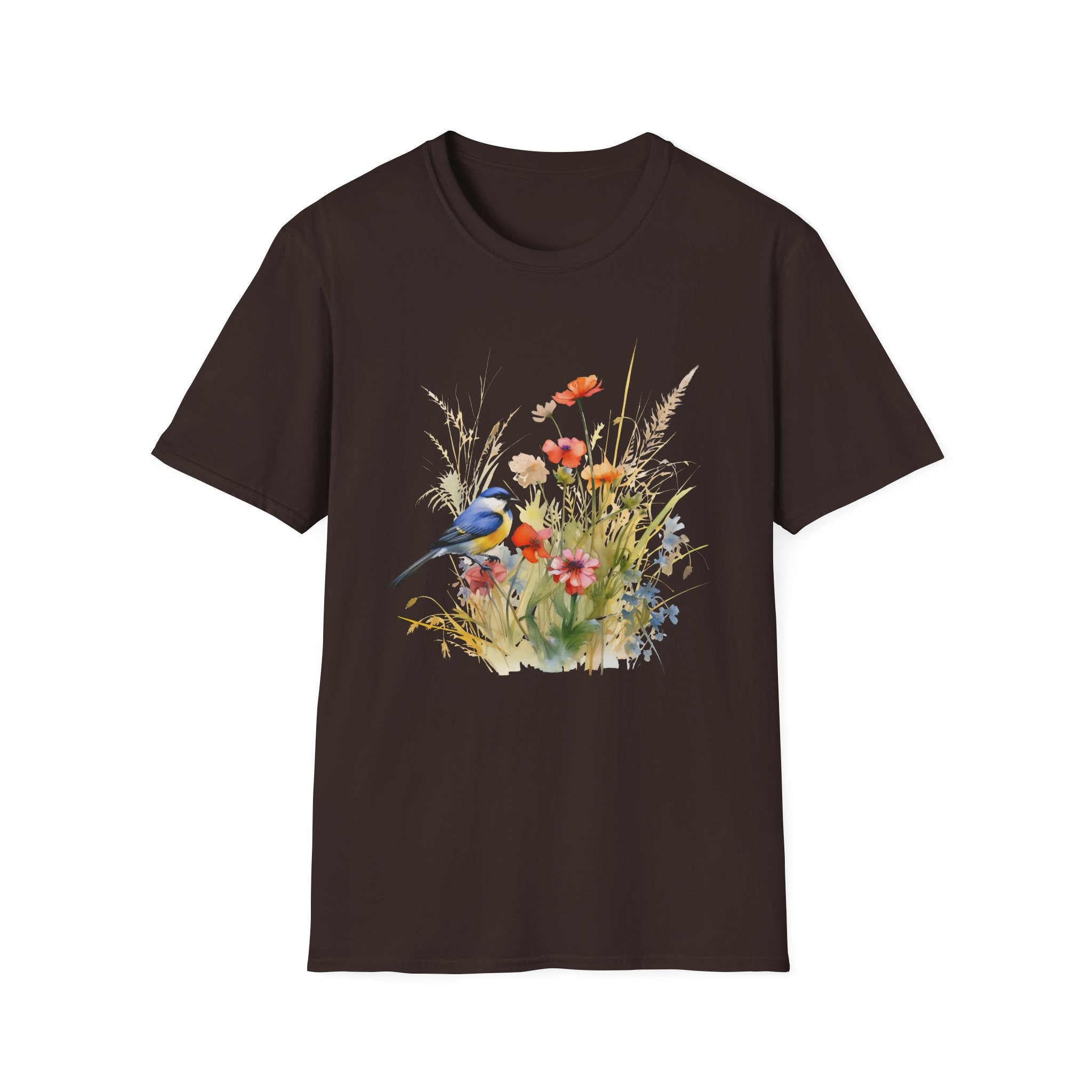 Wildflower Meadow & Butterflies Vintage Botanical T-Shirt, Unisex Softstyle T-Shirt