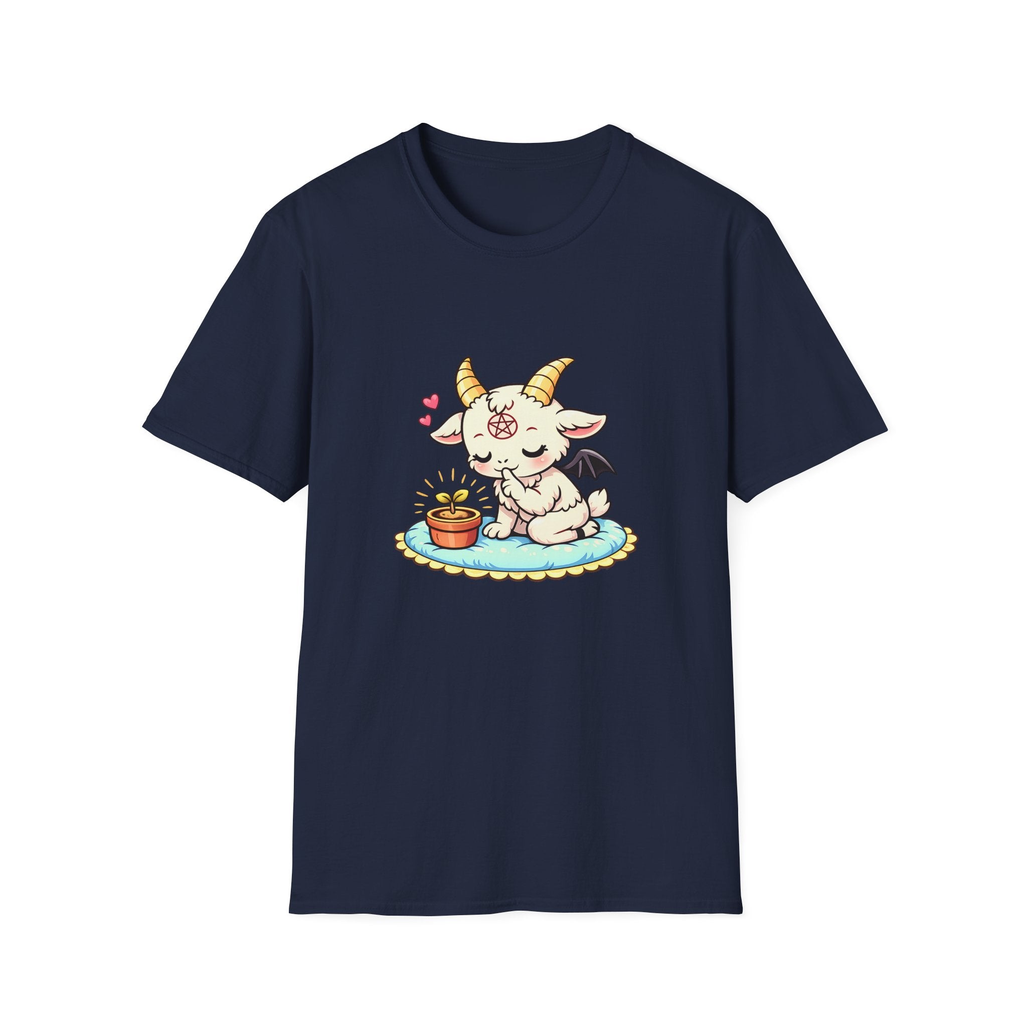 Cute Occult Baby Baphomet – Kawaii Little Bphomet Graphic Tee, Unisex Softstyle T-Shirt